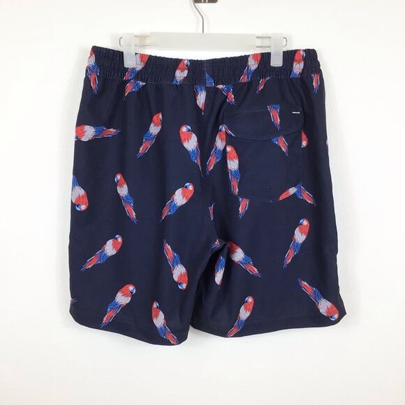 HURLEY Navy Blue Parrot Print Swim Trunks size Large - Picture 3 of 4